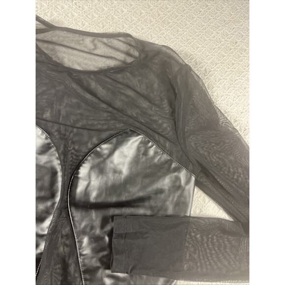 SHEIN SXY Women's Small Long Sleeve Snap Leotard - Black sexy top club - Picture 4 of 13